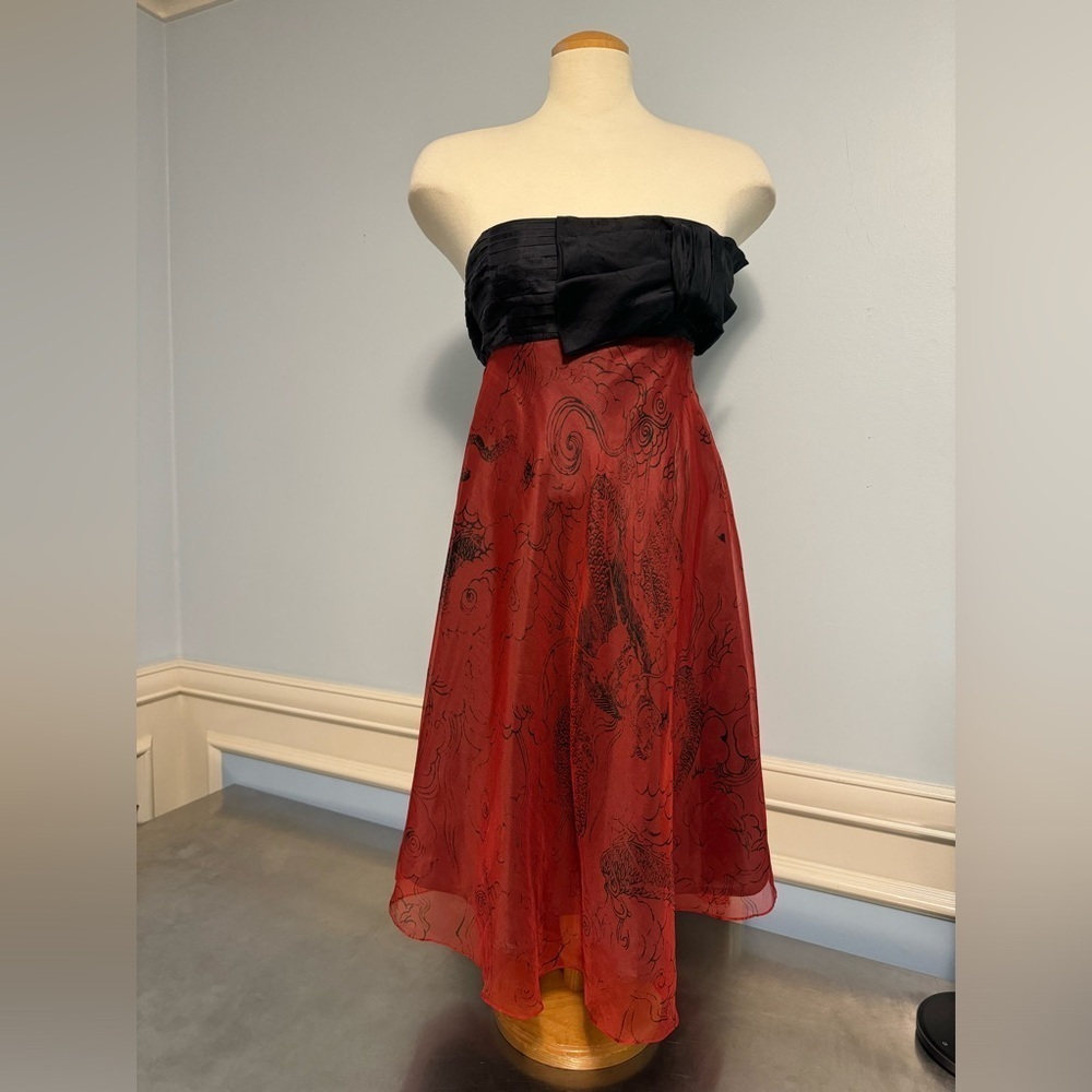 Tibi - printed silk strapless cocktail dress